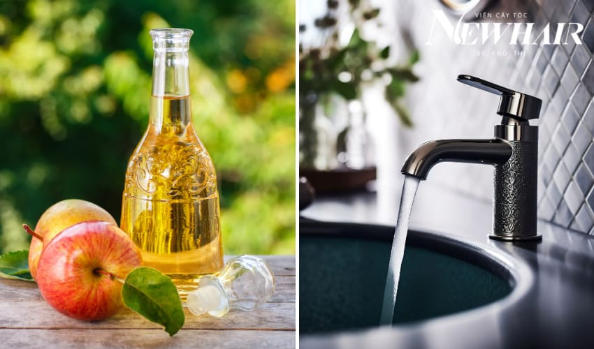 ủ tóc bằng giấm táo pha loãng